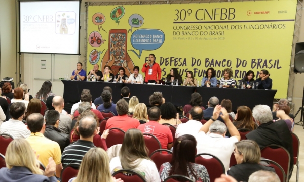 A abertura do 30º CNBB teve como tema o funcionalismo na era digital, o desmonte e o projeto do governo Bolsonaro de privatizar o banco