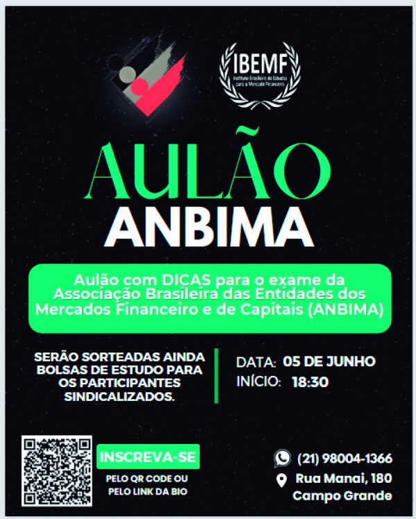 Sindicato oferece aulão em Campo Grande para provas da Anbima