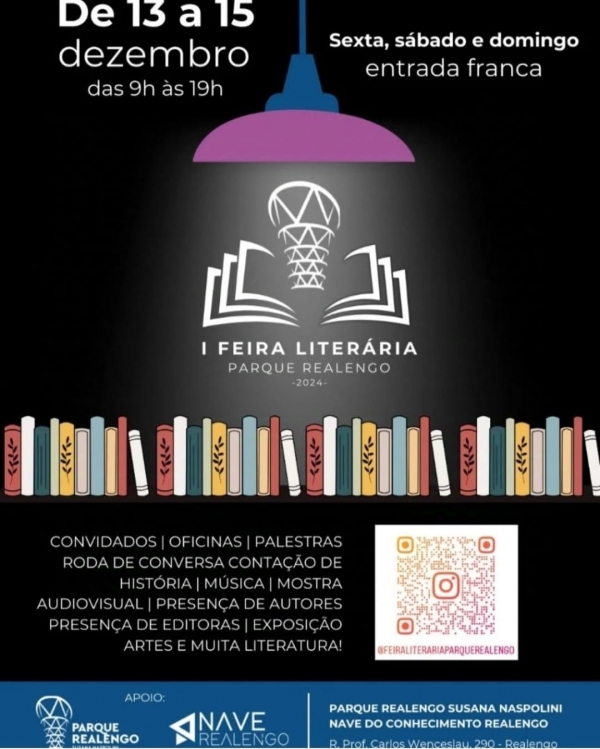 I Feira Literária do Parque de Realengo começa nesta sexta-feira (13)