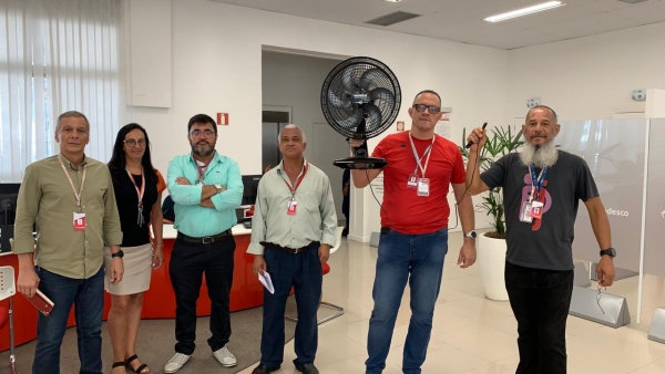 Os diretores do Sindicato, Leuver Ludolff, Andreia São Pedro, Jacy Menezes, Nilson Salgado, Paulo Pessanha e Denys Moreira