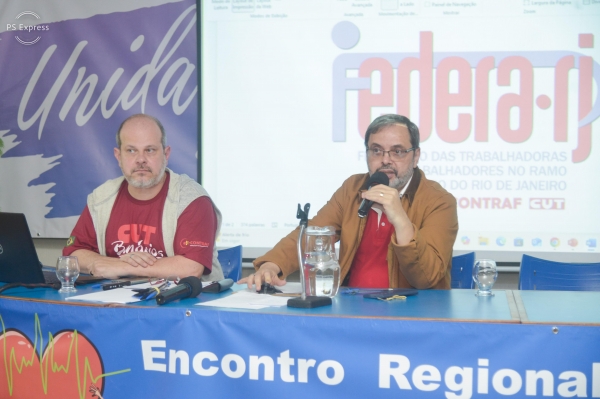 José Ferreira (D) e Rogério Campanate: Empregados e empregadas da Caixa elegeram a delegação e aprovaram as propostas no Encontro Regional RJ para o 40⁰ Conecef 