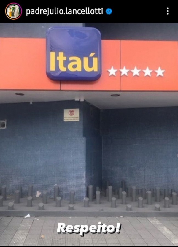 Pinos contra moradores de rua mostram respeito do Itaú só na publicidade