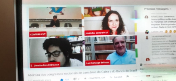 A abertura conjunta dos congressos nacionais dos bancos públicos foi também realizada de forma virtual, em função da pandemia do novo coronavírus