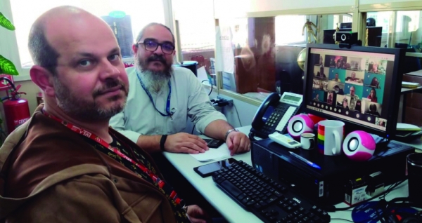 Os diretores do Sindicato, Rogério Campanate e Sérgio  Amorim, participaram da reunião virtual com a Caixa