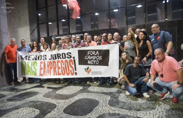 O Sindicato dos Bancários do Rio participou de mais um protesto contra os juros altos no Brasil, os maisl altos do mundo