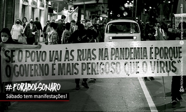 Sábado tem manifestações ‘Fora Bolsonaro!’