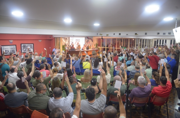 Assembleia da categoria bancária no auditório do Sindicato. Foto: Nando Neves.