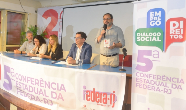José Ferreira, presidente do Sindicato do Rio, entidade anfitriã da 5ª Conferência Estadual das Trabalhadoras e Trabalhadores no Ramo Financeiro, destacou os desafios da representação sindical ante as novas tecnologias no mundo do trabalho 