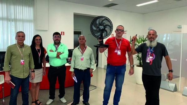 Os diretores do Sindicato, Leuver Ludolff, Andreia São Pedro,  Jacy Menezes, Nilson Salgado, Paulo Pessanha e Denys Moreira