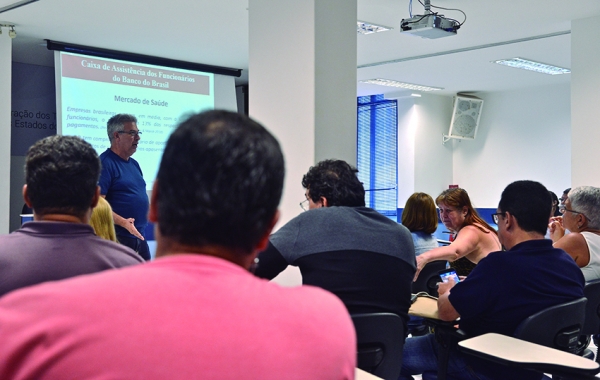 Encontro Nacional de Saúde realizado na Fetraf/RJ-ES em que foi debatida a necessidade de sustentabilidade da Cassi
