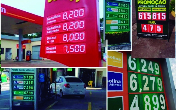 Em alguns estados a gasolina já é vendida a mais de R$8 o litro.  A alta dos combustíveis puxou a inflação recorde